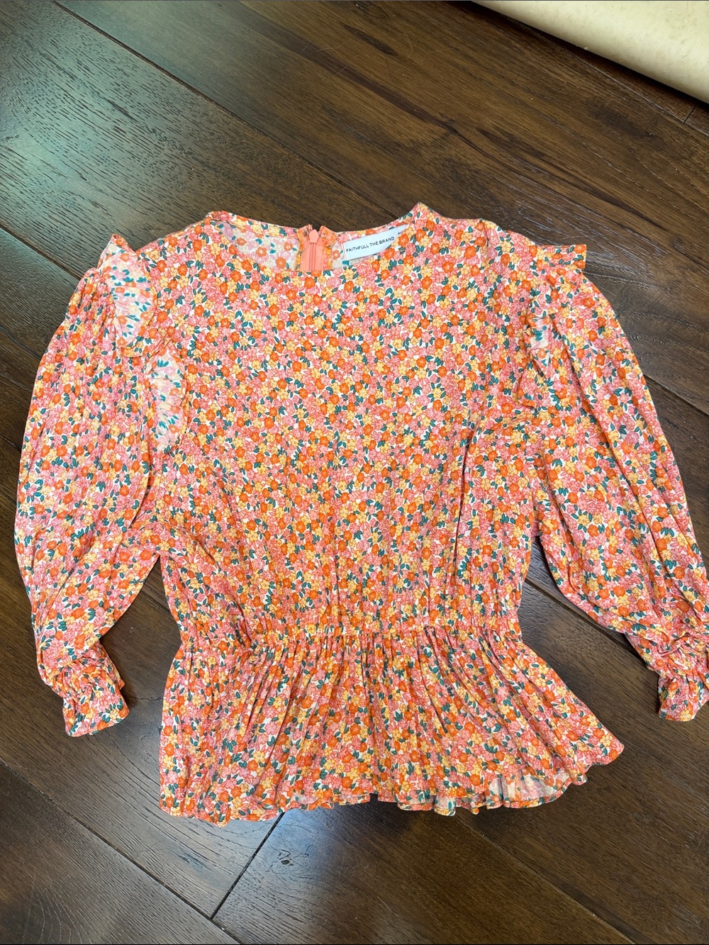 Faithfull the Brand- Women’s Caleta Ruffled Floral Peplum Top Blouse - Size:US 4